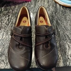 Clarks Unstructured Un.Esma Brown Leather Slip On Comfort Shoes US 7W #26102781
